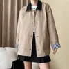 Women's Jackets Early Autumn Leather Lapel Single Breasted Trench Coat Khaki Mid Length Fashionable Patchwork Versatile Jacket For Women