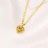 Ciondolo a cuore lavorato a maglia in oro giallo massiccio 14k GF Collana a catena a maglie Figaro italiana 24 3 mm Donna3207