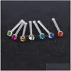 Bijoux Nez Anneaux Goujons Corps Vente Boby Style Indien 60Pcs / Set Cristal Strass Anneau Os Stud Acier Chirurgical Piercing 10 Goutte De Dhrgi