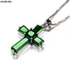 Klassische Kreuz Designs Anhänger Halsketten Frauen Halskette Erstellt Smaragd Stein Mode Kruzifix Schmuck Gifts319H