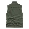 Men's Vests FOJAGANTO Leisure Vest Solid Color Tooling Style Waistcoat Thin Fishing Hiking MultiPocket Casual Loose for Men 230921