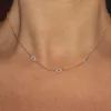 2018 Fine Srebrna Biżuteria Minimalna delikatna CZ Turkish Evil Eye Charm Dainty Choker Collarbone Urocze kobietę Dziewczęce Naszyjnik 264Q