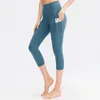 LU-1472 Pantaloni capri da yoga nudi da donna Pantaloni da corsa elasticizzati Pantaloni tascabili fitness