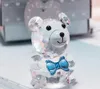 Party Favor 50pcs Crystal Bear Baby Shower Wedding Favours Boy Girl Chrzest Difts Born Gift Box hurtowa sn2959