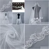 Bridal Veils Cathedral 5m 16,4 stóp koronkowe akcesoria krawędzi Mariage Bride Welon Veil Drop Party