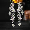 Dangle Earrings Sinzry Luxury Bridal Jewelry Accessory CZ Color Flower Long Drop for Women