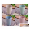 Tumblers Eco-vänliga 4 färger tillgängliga vete st tumbler set 10 oz återanvändbar plasttandkopp SN746 Drop Delivery Home Garden Kitch Dhkor