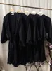 Women's Sleepwear Black Personalized Ruffle Robe Bridesmaid Silk Kimono Gown Bridal Shower Wedding Day Customized Getting Ready Dressing