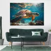 Tortue nageant dans la mer, image Hd, impression d'art sur toile, affiche pour décoration murale de salon