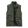 Men's Vests FOJAGANTO Leisure Vest Solid Color Tooling Style Waistcoat Thin Fishing Hiking MultiPocket Casual Loose for Men 230921