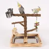 Autres fournitures d'oiseaux Perroquets Cage Swing Stands Set en bois avec jouet et plateau