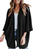 Kvinnors stickor Tees Womens Lightweight Kimono Cardigan tröja Öppet Front Waffle Knit 34 Batwing Sleeve Summer Beach Cover Up 230921