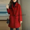 Mezclas de lana para mujer 2023 Primavera Otoño Abrigo de lana de algodón Mujeres Cuello vuelto Manga larga Tallas grandes Chaqueta larga delgada Cardigan Ropa de abrigo Mujer J230922