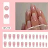 Faux ongles longs ballerine française paillettes pointes d'ongles dégradé rose presse détachable sur les femmes filles