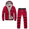 Herren-Trainingsanzüge, Herren-Trainingsanzug, 2-teilig, Herbst-Winter, lässig, solide Jogger, Sport, Fitnessstudio, Sweatsuit, Langarm-Kapuzenpullover und mit Baumwolle gepolsterte Hosen, Set 230922