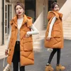 Women's Vests Autumn Winter New Mid Length Large Pocket Tank Top Thickened Hooded Vest Hat Detachable Coat Cotton Vest Women's Fashion L230922