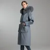 Mulheres pele falsa roupas de inverno casaco feminino gola natural com capuz rex coelho feminino quente longo mulher parkas 22299 230921