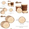 Greeting Cards Christmas Ornaments Wood Diy Small Discs Circles Painting Round Pine Slices W/ Hole N Jutes Party Supplies Drop Deliv Dh8Or