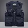 Mens Vests Summer Men Unloading Tactical Vest Coat Casual Pographer Waistcoat Mesh Work Sleeveless Jacket Tools Pocket 5XL 230922
