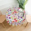 Nappe de table printemps été nappe ronde florale 60 pouces vêtements de table à fleurs multicolore rustique couverture de table circulaire réutilisable pour fête de pique-nique 230921