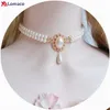 Chokers Wspaniałe vintage w stylu Rococo Wedding Lolita Princess Multilayer Pearl Lace Gem Neckarbone Chail Neclet 2309921