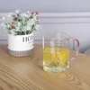 Tazza in vetro borociliato alto, confezione regalo in vetro per frutta estiva 6 pezzi, tazza trasparente resistente al calore con manico colorato, regalo per festival, forniture per feste di compleanno