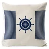 Partihandel Ocean Tool Ship Anchor Compass Segelbåt Kastkuddtäcke med blixtlåslinne kudde hem soffa dekor leveranser 45x45cm