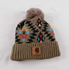 Beanie/Skull Caps Fashion Winter Warm Hat Bohemian Colorful Printing Pur Ball Sticked Hat Trendry All-Match Leisure Pullover Hat X0922