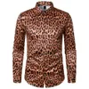Herrklänningskjortor 2023 Herr Fashion Leopard Print Shirt Spring Autumn Long Sleeve Social Man Casual Party Homme 230921