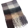 Scarves Tonglu Industrial Belt Single Same Style Rainbow Plaid Scarf Women's Thickened and Warm Imitation Mohair Shawl Neck x0922