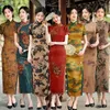 Vêtements ethniques FZSLCYIYI Col Mandarin Traditionnel Manches Courtes Boutons À La Main Satin Long Qipao Dames Mariage Cheongsam