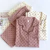 Womens Sleepwear Ladies Cotton Brushed Flannel Pajamas Solid Color Polka Dot Longsleeved Loungewear Women Plus Size Leisure Cardigan 230922