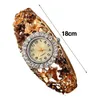 Wristwatches Women Watch Rhonestone Flower Butterfly Decor Stainless Metal Quartz Movement Round Dial Wrist Bangle For Woman