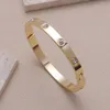 Bangle Stainless Steel Bracelets Woman Bangles for Golden Love Crystal Wedding Feminina Luxury Jewellery Gifts 230922