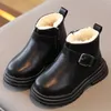 Turnschuhe 2023 Herbst Winter Plüsch Warme Schnee Stiefel für Kleinkind Mädchen Mode Leder Knöchel Baby Jungen Chelsea 230922