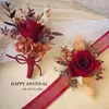 Kwiaty dekoracyjne sztuczne wysuszone fałszywe dekoracja ślubna panna młoda i stanik groom na nadgarstku wieczne róże