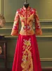 Etnik kıyafetler Yourqipao Nakış Phoenix Gelin Gelinlik Zarif Cheongsam Mandarin Yakası Çin Zarif Artı Boyutlu Evlilik Seti