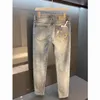 Designer Fashion Men's Jeans Splash Ink Light Letter Wash Jeans Slim Slim Casual High-End Straight Leg Stretch Pants