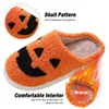 Pantoufles Halloween Ghost Face Pumpkin Hommes Plat Doux En Peluche Confortable Intérieur Fuzzy Femmes Maison Chaussures Cadeaux De Noël 230921