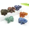 Estatuetas decorativas 2 "estátuas de elefante pedra natural esculpida cristal reiki cura animal pedra preciosa artesanato decoração para casa presente atacado