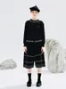 Women's Shorts IMAKOKONI Original Design Black Elastics Waist Quarter Pants Loose Wool Woven 234210