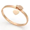 Steel jewelry double Peach Heart Bracelet Stainless steel rose gold lady's Bracelet Heart three color selection Brand Bracele321s