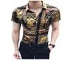 Verão personalidade listrado camisa de manga curta maré masculino boate cabeleireiro juventude selvagem negócios casual flor shirt286j