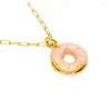 Kedjor Pink Girl Heart Donut Pendant Necklace S925 Sterling Silver Plated Gold Crowd Design Creative Cute Collar Chain