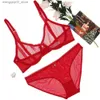 Bras Sets Women See-Through Lace Push Up Transparent Everyday Bra and panties thong open cup bra Q230922