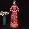 Ethnische Kleidung FZSLCYIYI Blumenstickerei Strass Chinesische Braut Bräutigam Hochzeitskleid Cheongsam Eleganter Hochzeits-Qipao-Anzug