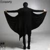 Gilets pour hommes personnalité de la mode coréenne long cardigan manteau noir gothique punk ourlet irrégulier capuche cape cape hip hop streetwear pour homme 230921