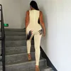 Kobiety Jumpsuits Rompers Ręce Drukuj Kobiety Jumpsuits Bez rękawów okrągła szyja jeden kawałki damskie streetwear y2K przyczynowy zamek błyskawiczny