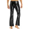 Men's Pants Mens Shiny Metallic Flare Rave Party Club Bar Disco Pole Dance Stage Performance Costume Bell Bottom Trousers Streetwear