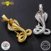 Pendentif Colliers 925 collier Cobra en argent sterling pour hommes Punk Hip Hop bijoux rouge CZ cristal incrusté oeil fête support pendentifs 230922